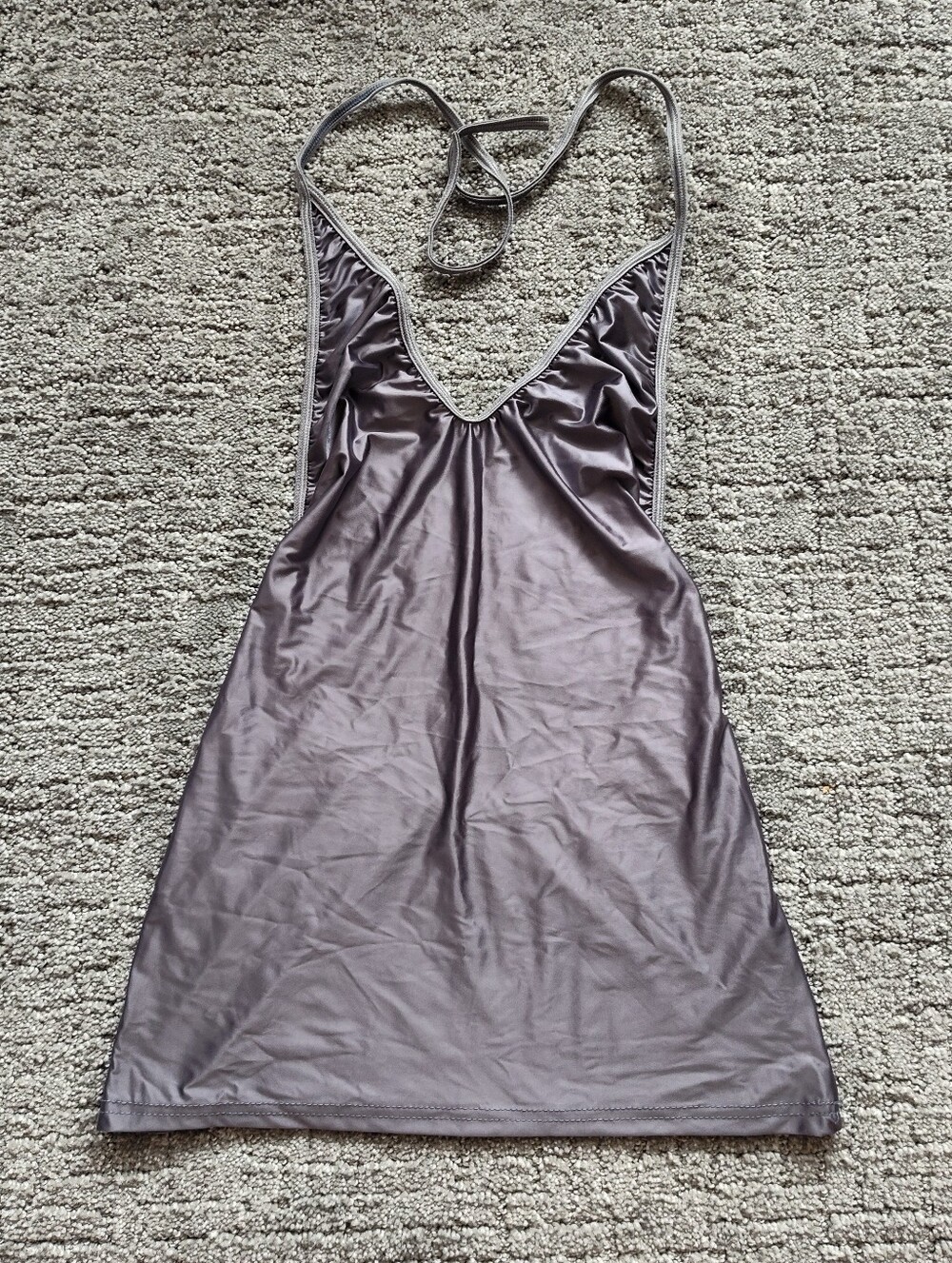 Silver Gray Spandex Dress With Matching Thong